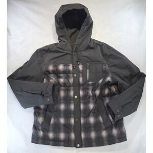Pendleton Gorpcore Plaid Down Puffer Hooded Jacket Large Rugged Heritage Black